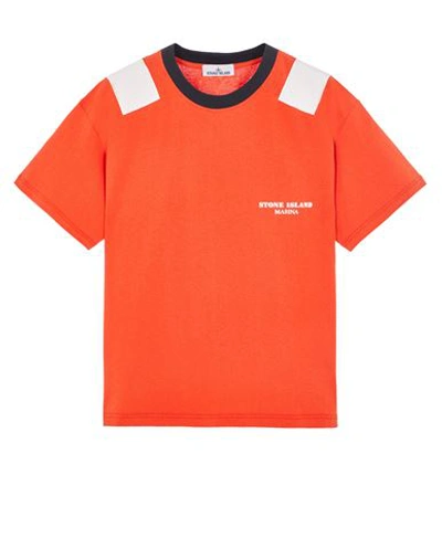 Stone Island T-shirt Manches Courtes Orange Coton