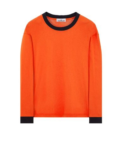 Stone Island T-shirt Manches Longues Orange Coton