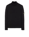 Stone Island Ribbed Knit Sweater With Logo Patch In Black