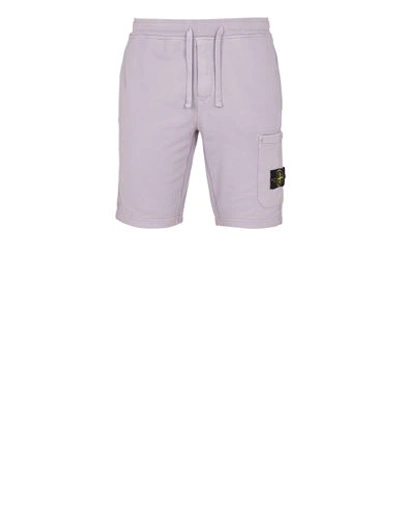 Stone Island Fleece Bermuda Shorts Purple Cotton