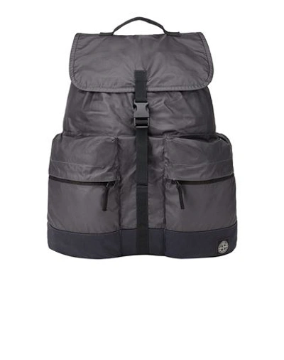 Stone Island Mussola Gommata Canvas Backpack In Gray
