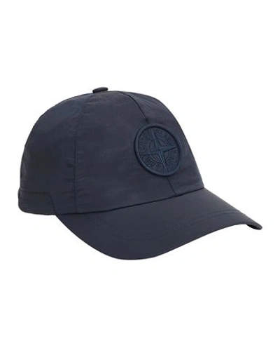 Stone Island Cap With Front Logo Embroidery In Blue