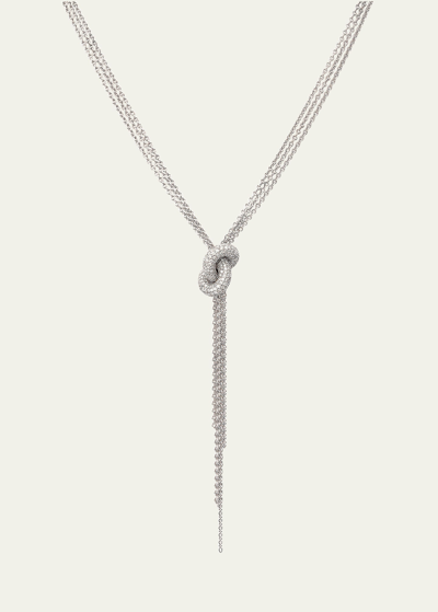 Engelbert 18k White Gold Absolutely Knot Pave Necklace With Diamonds In Metallic