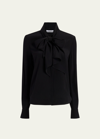 Another Tomorrow Exaggerated Bow Blouse In Black