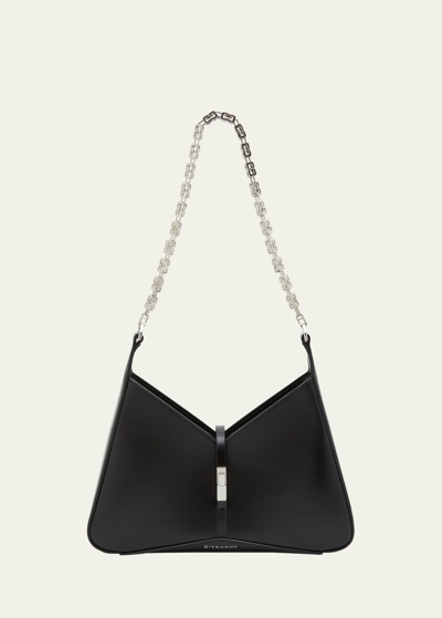 Givenchy Small Cutout Zip Shoulder Bag In Leather In 001 Black