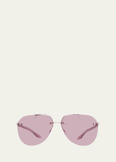 Barton Perreira Jean Pink Zyl & Metal Aviator Sunglasses