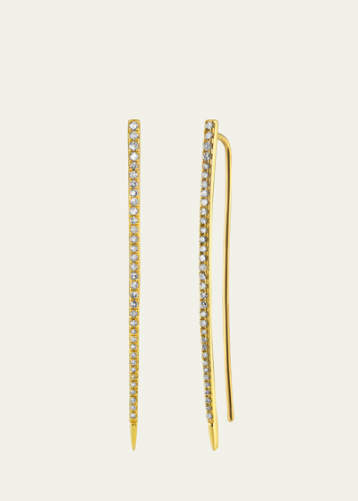 SHERYL LOWE 14K YELLOW GOLD PAVE DIAMOND SPIKE EARRINGS