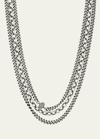 SHERYL LOWE TRIPLE CHAIN NECKLACE WITH 1 PAVE DONUT