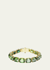 SWAROVSKI MILLENIA GOLD-TONE OCTAGON-CUT GREEN CRYSTAL TENNIS BRACELET