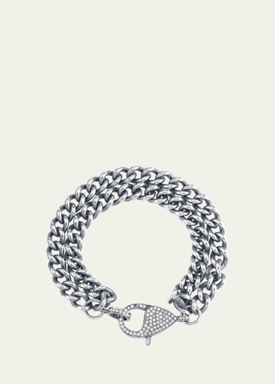 Sheryl Lowe Double Curb Chain Bracelet In Silver
