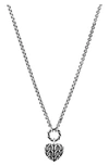 John Hardy Carved Chain Heart Pendant Necklace In Silver