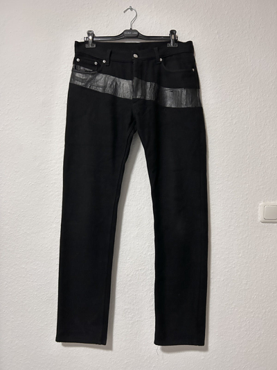 Pre-owned Helmut Lang A/w 1997 Wool Pants With Resin Stripe In Black