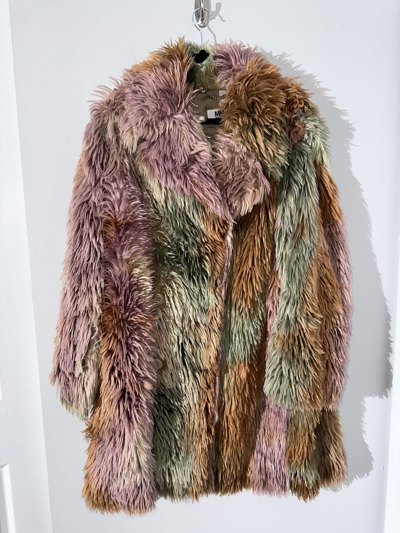 Pre-owned Maison Margiela Shaggy Faux Fur Multicolor Coat