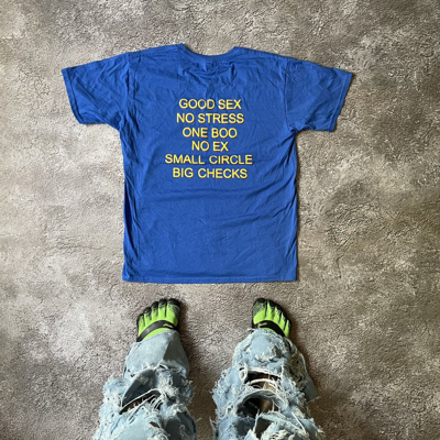 Pre-owned Humor X Vintage Y2k “ Good Sex No Stress One Boo“ Funny Slogan Tee In Blue
