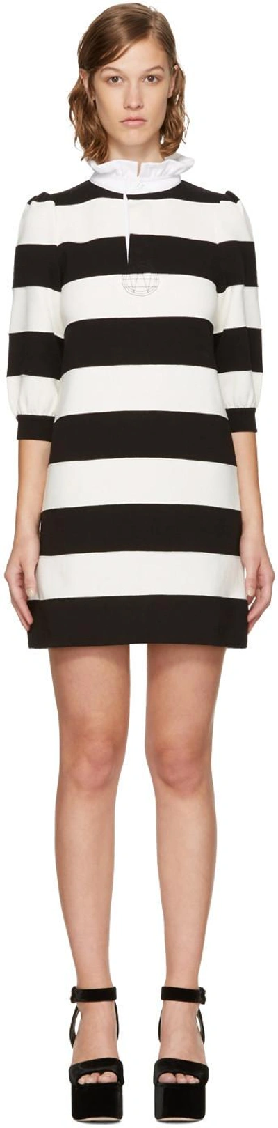 Marc Jacobs Black & White Striped Puff Sleeve Dress