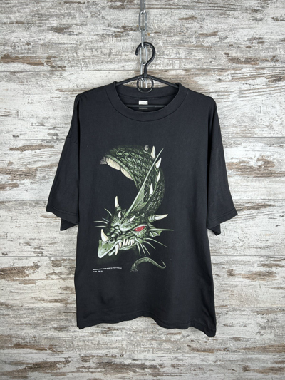 Pre-owned Art X Vintage Mens Vintage Dragons Of Desolation By Clyde Caldwell T Shirt In Black