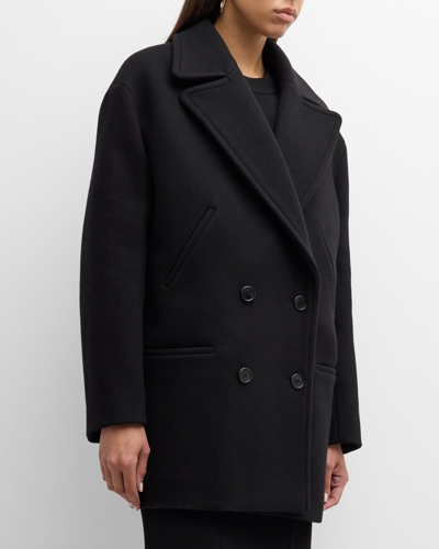 The Row Atis Oversized Double-breasted Wool And Cashmere-blend Felt Coat In Black