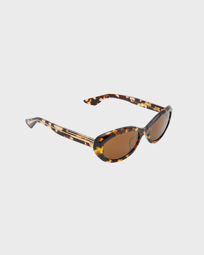Khaite 1969c Tortoise Acetate Oval Sunglasses In Dk Tort 3