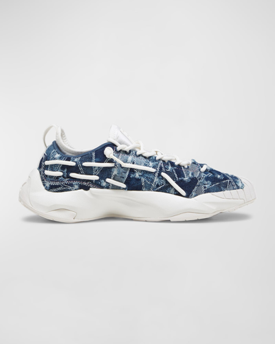 Puma Men's Plexus Denim Patchwork Low-top Sneakers In Blue