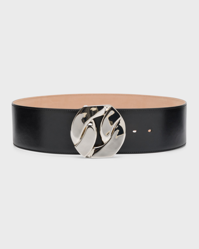 ALEXANDER MCQUEEN LEATHER BELT WITH CHAIN LINK BUCKLE