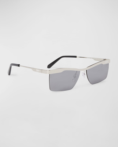 Off-white Men's Rimini Metal Rectangle Sunglasses In Silver