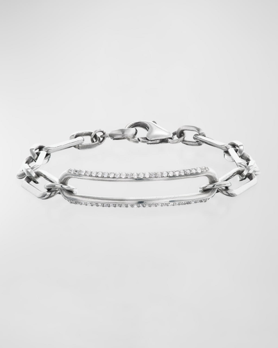 Sheryl Lowe Open Id Medium Soho Chain Bracelet With Diamonds In Silver