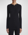 Lafayette 148 Finespun Voile Ribbed Long Cardigan In Black