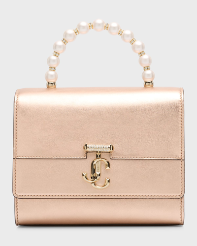 Jimmy Choo Avenue Metallic Top Handle Convertible Crossbody In Ballet Pink/gold