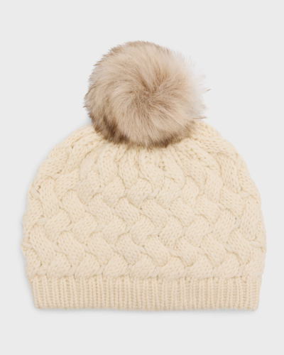 Raffaello Bettini Dallas Knit Beanie With Pom In Naturale Natural