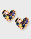 Oscar De La Renta Gemstone Heart Clip-on Earrings In Rainbow