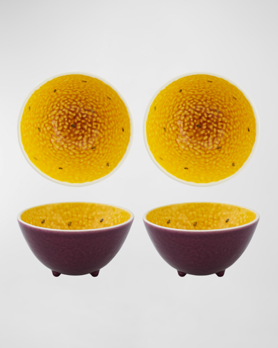 Bordallo Pinheiro Passion Fruit Bowls, Set Of 4 In Purple