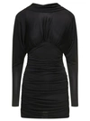 Saint Laurent Mini Dress V-neck Long Sleeves In Black