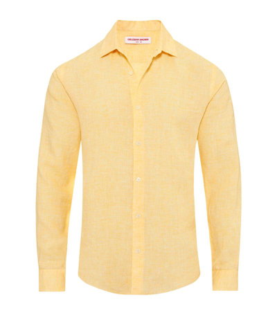 Orlebar Brown Linen Giles Shirt In Yellow