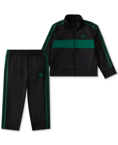 Adidas Originals Baby Boys Essential Tricot Jacket And Pants, 2 Piece Set In Black W Green