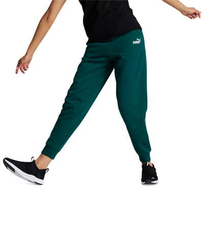 Puma Women's Embroidered-logo High-waist Fleece Sweatpant Jogger In Malachite