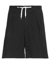 Cellar Door Man Shorts & Bermuda Shorts Black Size 36 Cotton, Elastane