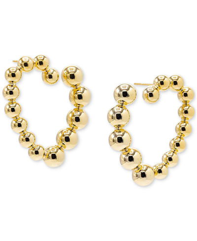 By Adina Eden 14k Gold-plated Beaded Open Heart Drop Earrings