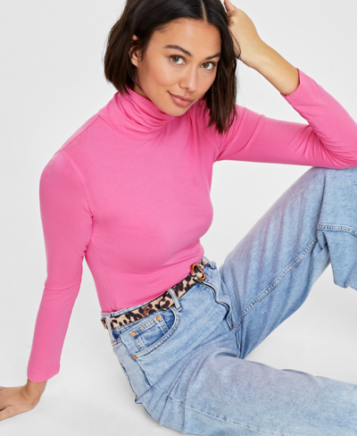 On 34th Women's Modal Long Sleeve Turtleneck, Created For Macy's In Azalea Pink