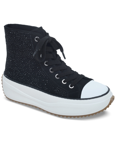Wild Pair Hopefull Lace-up High-top Sneakers, Created For Macy's In Black Bling