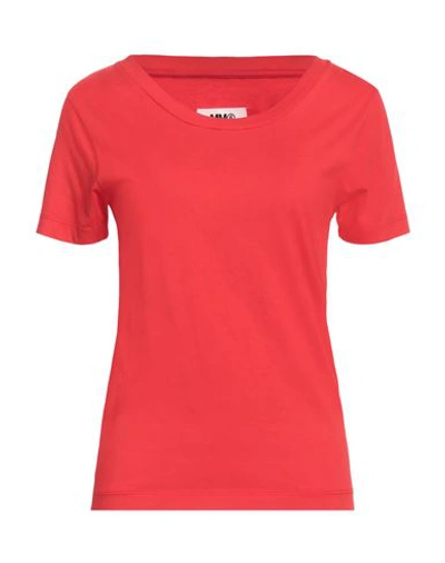 Mm6 Maison Margiela Woman T-shirt Red Size M Cotton