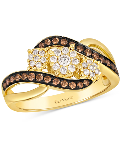 Le Vian Chocolate Diamond & Nude Diamond Cluster Swirl Ring (1/2 Ct. T.w.) In 14k Gold In K Honey Gold Ring