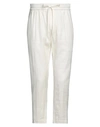 Paolo Pecora Man Pants Cream Size 32 Linen, Cotton, Elastane In White