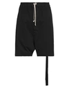 Rick Owens Drkshdw Black Hollywood Long Boxers Butt Zipp Shorts In Black