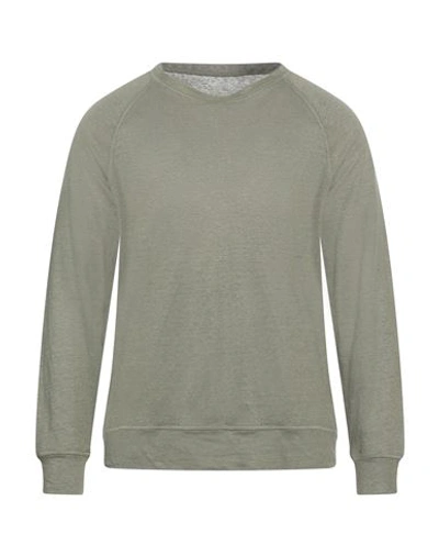 Majestic Filatures Man Sweater Sage Green Size L Linen, Elastane In Sage Green
