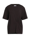 Alpha Studio Woman T-shirt Dark Brown Size 10 Cotton, Elastane