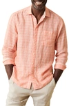 Tommy Bahama Ventana Plaid Linen Button-up Shirt In Dk Coral