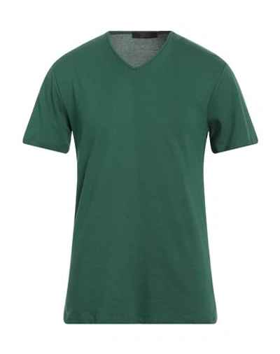 Vneck Man T-shirt Dark Green Size L Cotton