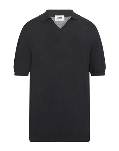 Alpha Studio Man Sweater Black Size 44 Cotton In Black