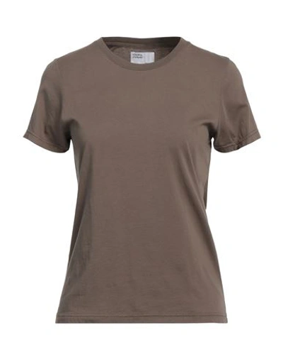 Colorful Standard Woman T-shirt Khaki Size S Organic Cotton In Brown