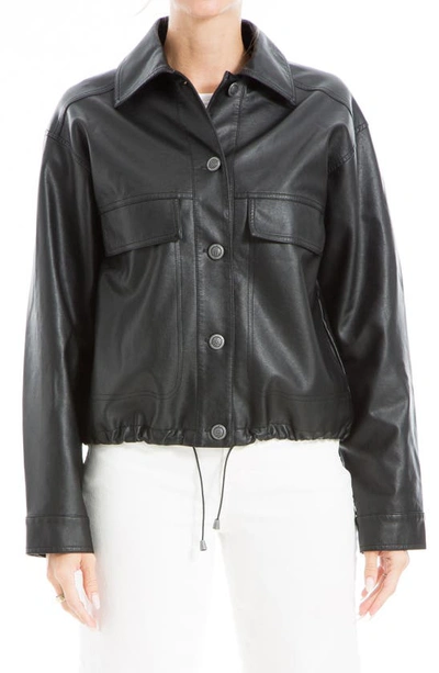 Max Studio Faux Leather Crop Jacket In Black